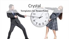  Presentation with stretching - Beautiful slide deck featuring couple stretching out the clock backdrop and a  colored foreground