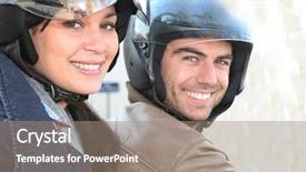  Presentation with motorcycle - Beautiful presentation featuring couple strolling on motorcycle backdrop and a gray colored foreground