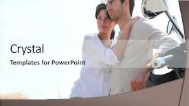  Presentation with motorcycle - Cool new theme with couple strolling on motorcycle backdrop and a white colored foreground