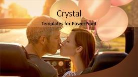  Presentation with couple - Slides enhanced with couple summer car trip couple background and a yellow colored foreground