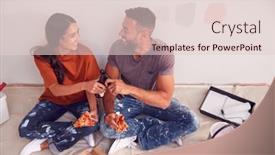  Presentation with decorate - PPT theme enhanced with couple-taking-a-break background and a lemonade colored foreground