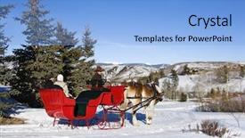 Presentation with children and turn taking - Cool new PPT theme with couple taking a sleigh ride backdrop and a light blue colored foreground