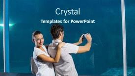  Presentation with shark - Cool new PPT theme with couple taking photo of shark at the aquarium backdrop and a ocean colored foreground