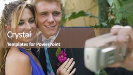  Presentation with couple dance - Presentation theme featuring couple taking picture outside school background and a coral colored foreground