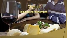  Presentation with red wine cheese - Colorful PPT theme enhanced with couple taking red wine and eating cheese in the restaurant backdrop and a tawny brown colored foreground