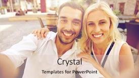  Presentation with love - Presentation design featuring couple taking selfie at restaurant background and a lemonade colored foreground