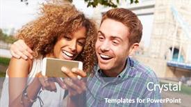  Presentation with selfie - Theme enhanced with couple taking selfie by tower bridge in london background and a gray colored foreground