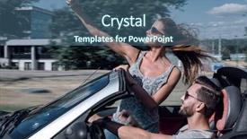  Presentation with selfie - Cool new presentation theme with couple taking selfie in car backdrop and a ocean colored foreground