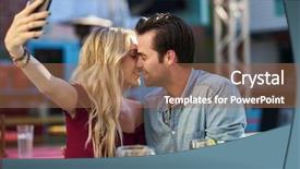  Presentation with mexican restaurant - PPT theme enhanced with couple taking selfie of themselves background and a coral colored foreground