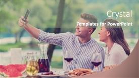  Presentation with outdoor party - PPT layouts enhanced with couple-taking-selfie-while-having background and a mint green colored foreground