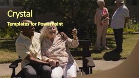  Presentation with active seniors senior couple - Cool new theme with couple taking selfie with mobile backdrop and a wine colored foreground