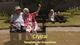  Presentation with senior couple - Slide deck with couple taking selfie with mobile background and a tawny brown colored foreground