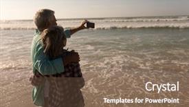  Presentation with rear view mirror - Theme having couple taking selfie with mobile background and a violet colored foreground