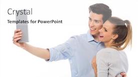  Presentation with selfie - Presentation theme featuring couple taking selfie background and a white colored foreground