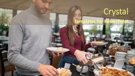  Presentation with sweets - Presentation theme featuring couple-taking-sweets-breakfast background and a violet colored foreground