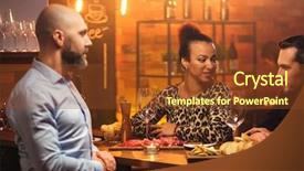  Presentation with beer bar pub tap counter - Colorful PPT layouts enhanced with couple talking behind bar counter backdrop and a tawny brown colored foreground
