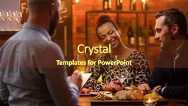  Presentation with bartender - Beautiful presentation design featuring couple talking to bartender behind backdrop and a tawny brown colored foreground