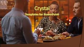  Presentation with bartender - Presentation design having couple talking to bartender behind background and a tawny brown colored foreground