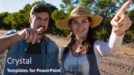  Presentation with taiga boreal forest - Presentation theme enhanced with couple-talking-while-standing background and a ocean colored foreground
