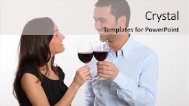  Presentation with wine tasting - PPT theme featuring couple tasting red wine background and a lemonade colored foreground