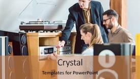  Presentation with testing - Slide set with couple testing a hi-fi background and a coral colored foreground