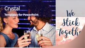  Presentation with toasting - Audience pleasing PPT theme consisting of couple toasting glass of champagne in bar against backgrounds working backdrop and a navy blue colored foreground