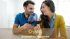  Presentation with toasting - Cool new presentation theme with couple toasting glasses of red wine in the kitchen at home backdrop and a tawny brown colored foreground