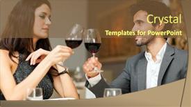  Presentation with restaurant toasting - Amazing PPT theme having couple toasting glasses in a restaurant backdrop and a tawny brown colored foreground