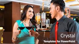  Presentation with restaurant toasting - Amazing slides having couple toasting in restaurant backdrop and a tawny brown colored foreground