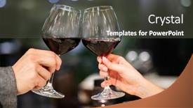  Presentation with toasting - PPT theme enhanced with couple-toasting-red-wine-closeup background and a dark gray colored foreground