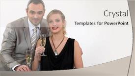  Presentation with anniversary - Colorful PPT layouts enhanced with couple toasting their anniversary backdrop and a lemonade colored foreground