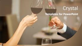 Presentation with restaurant toasting - PPT theme consisting of couple-toasting-wine-glasses background and a coral colored foreground