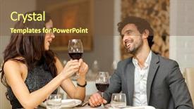  Presentation with restaurant toasting - Amazing PPT theme having couple toasting wineglasses backdrop and a tawny brown colored foreground