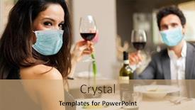  Presentation with restaurant toasting - PPT theme having couple-toasting-wineglasses background and a coral colored foreground