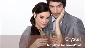  Presentation with toasting - PPT theme enhanced with couple-toasting-with-champagne background and a tawny brown colored foreground