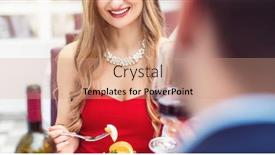  Presentation with restaurant toasting - Beautiful PPT layouts featuring couple-toasting-with-red-wine backdrop and a coral colored foreground