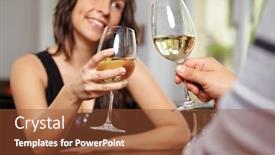  Presentation with restaurant - Cool new presentation theme with couple-toasts-with-white-wine backdrop and a tawny brown colored foreground