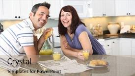  Presentation with kitchen - Presentation having couple-together-in-kitchen background and a coral colored foreground
