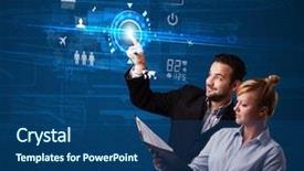  Presentation with web technology - Amazing PPT theme having couple touching future web technology backdrop and a ocean colored foreground