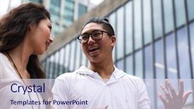  Presentation with paulista avenue in sao paulo - Cool new presentation theme with couple tourist in paulista avenue backdrop and a sky blue colored foreground