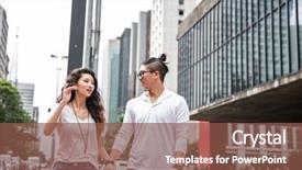  Presentation with paulista avenue in sao paulo - PPT theme with couple tourist in paulista avenue background and a tawny brown colored foreground