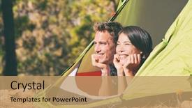  Presentation with summer sun - PPT layouts with couple tourists relaxing in sun background and a coral colored foreground