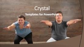  Presentation with training - Presentation theme consisting of couple training together against wooden background and a gray colored foreground