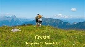  Presentation with traveler - PPT layouts having couple-traveler-hiker-looking background and a  colored foreground
