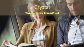  Presentation with train - Amazing slide set having couple traveling in a train backdrop and a violet colored foreground