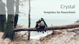  Presentation with stormy sea - Slide set enhanced with couple-trekking-in-winter-sitting background and a sky blue colored foreground
