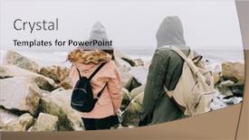  Presentation with stormy sea - PPT theme having couple-trekking-in-winter background and a white colored foreground
