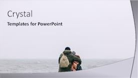  Presentation with stormy sea - Slides having couple-trekking-in-winter background and a sky blue colored foreground