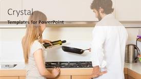  Presentation with kitchen - Theme enhanced with couple-trying-to-cook-something background and a soft green colored foreground