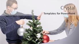  Presentation with maintain - Amazing slide deck having couple-trying-to-maintain-social backdrop and a white colored foreground